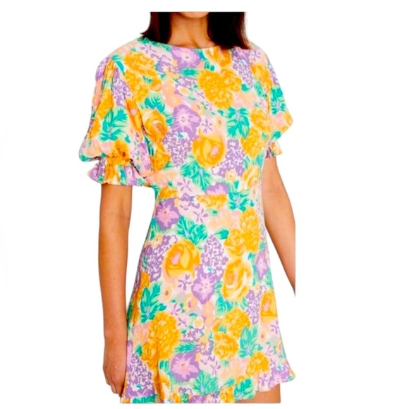 Faithfull The Brand Florence Ade Floral Print Mini Dress Size 8 - Picture 3 of 11